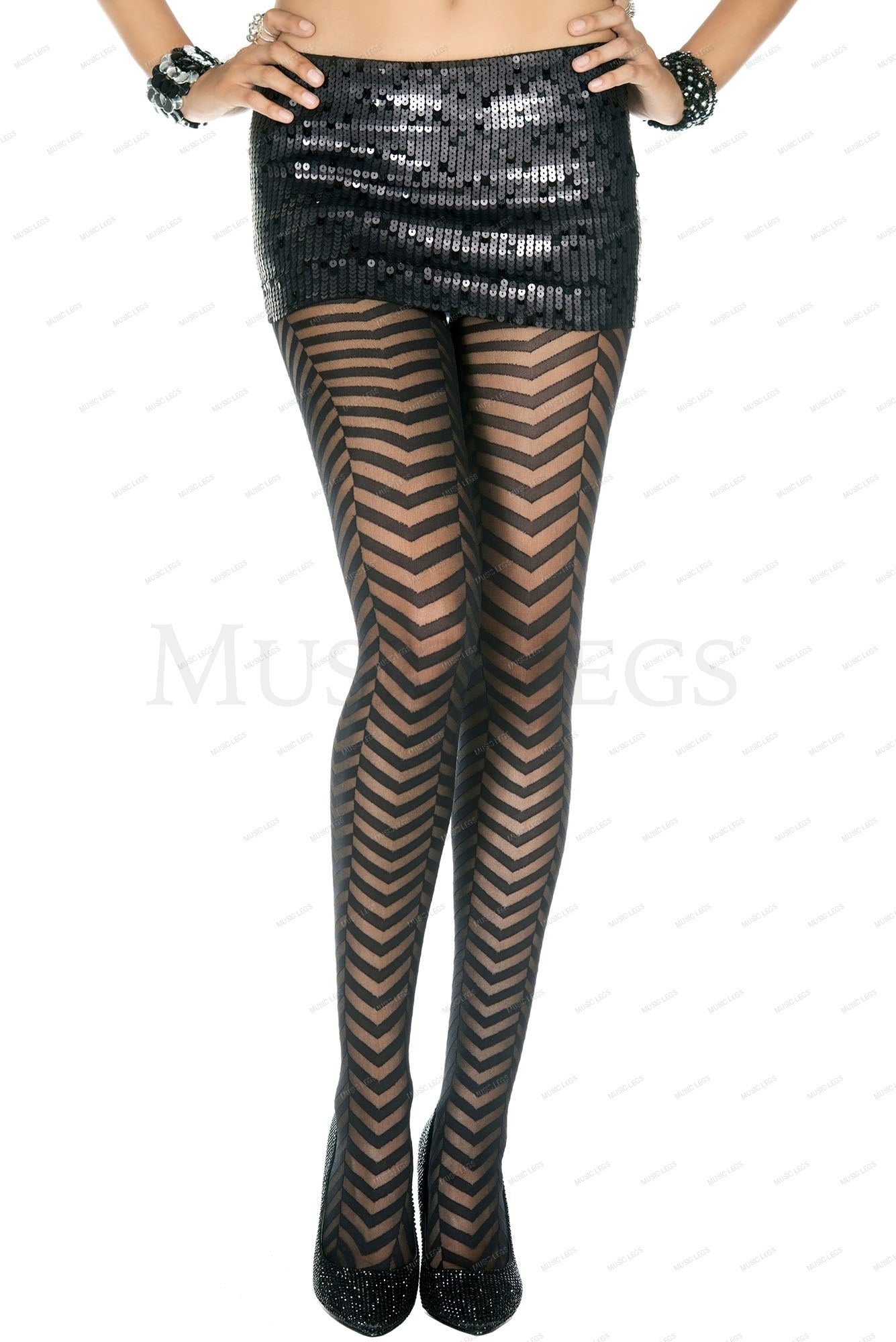 Zig zag waves spandex pantyhos
