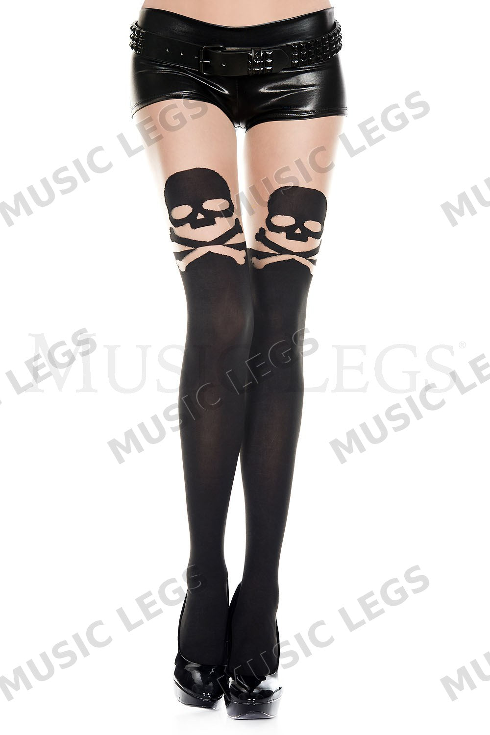 Gothic skull print spandex pan