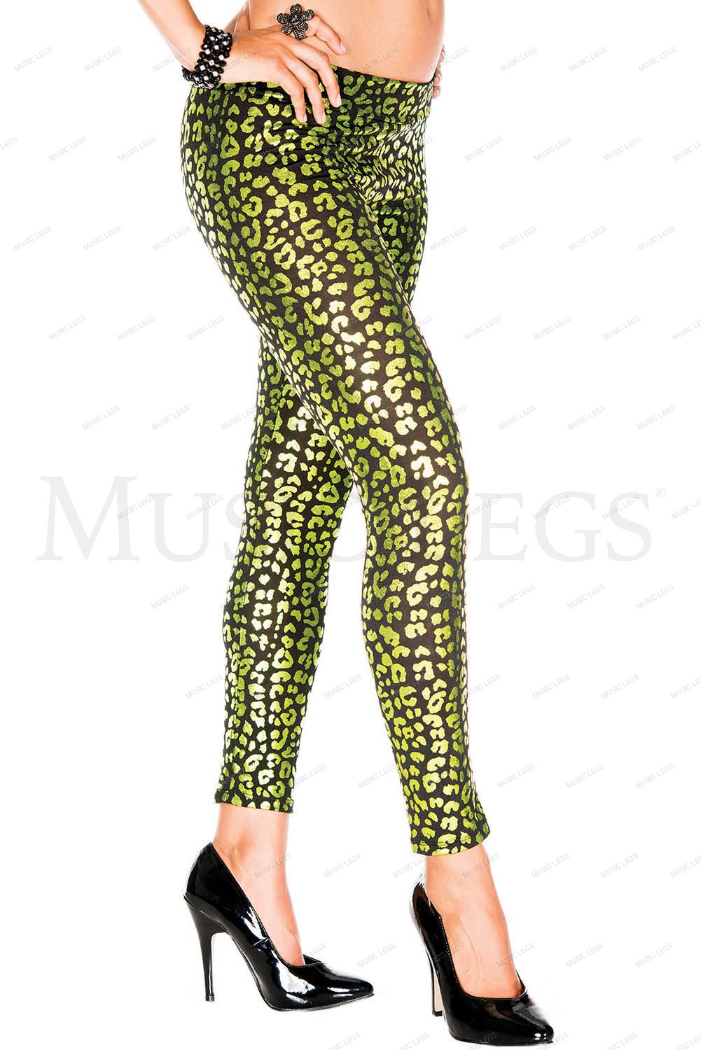 Green metallic leopard print l