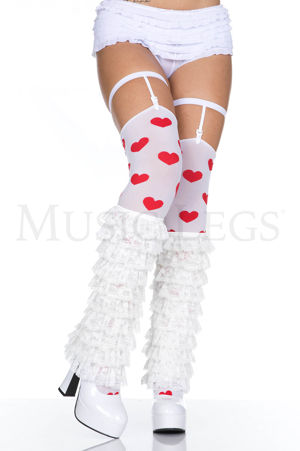 Lace ruffle layered leg warmer