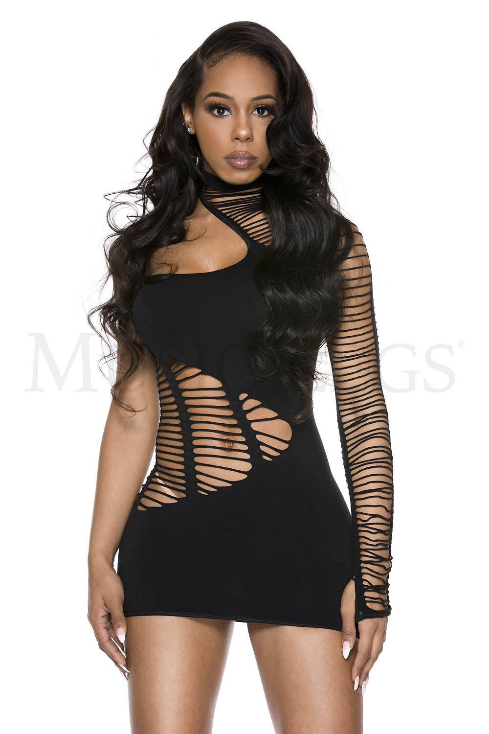 One side shredded long sleeve