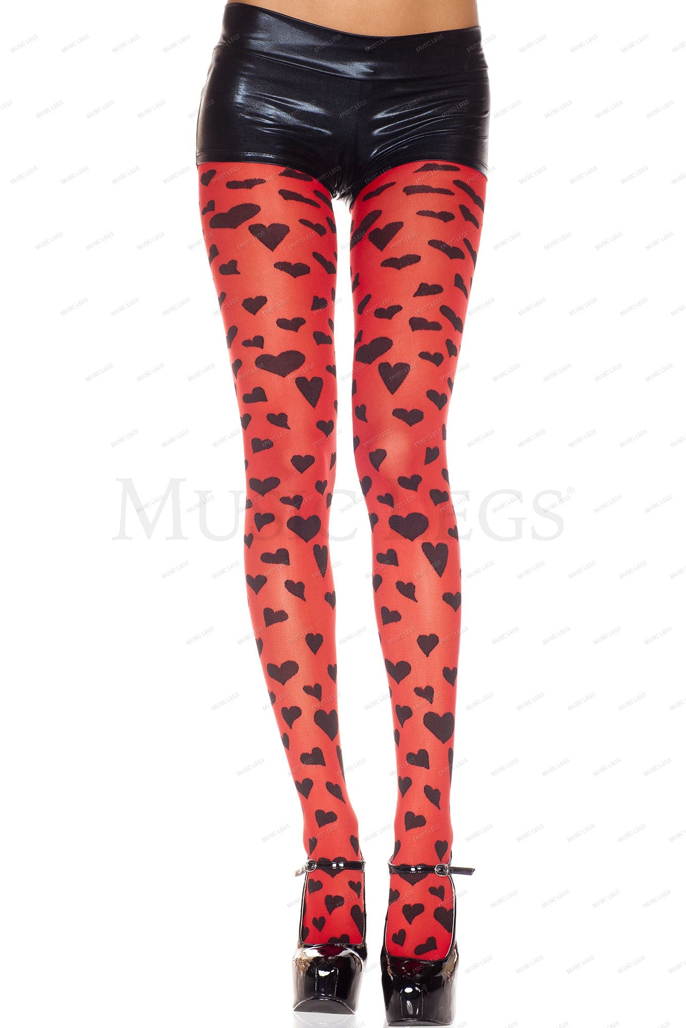 Heart print spandex pantyhose