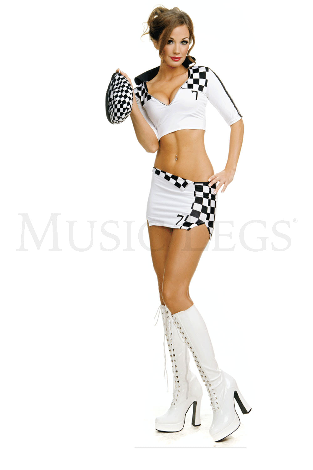 V-neck sexy 2 pc race car outf