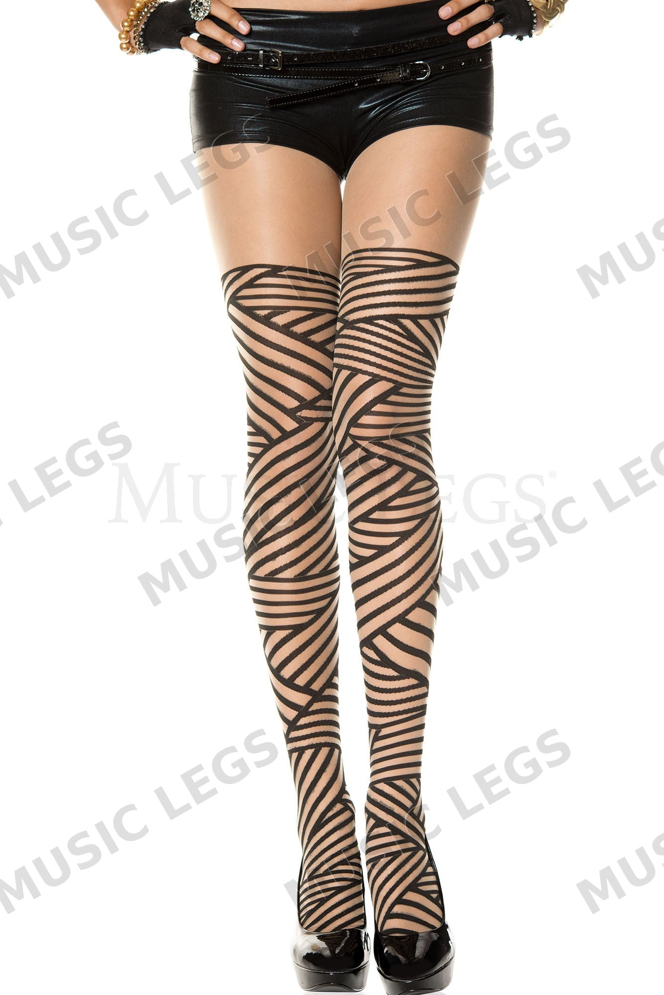 Diagonal striped spandex panty