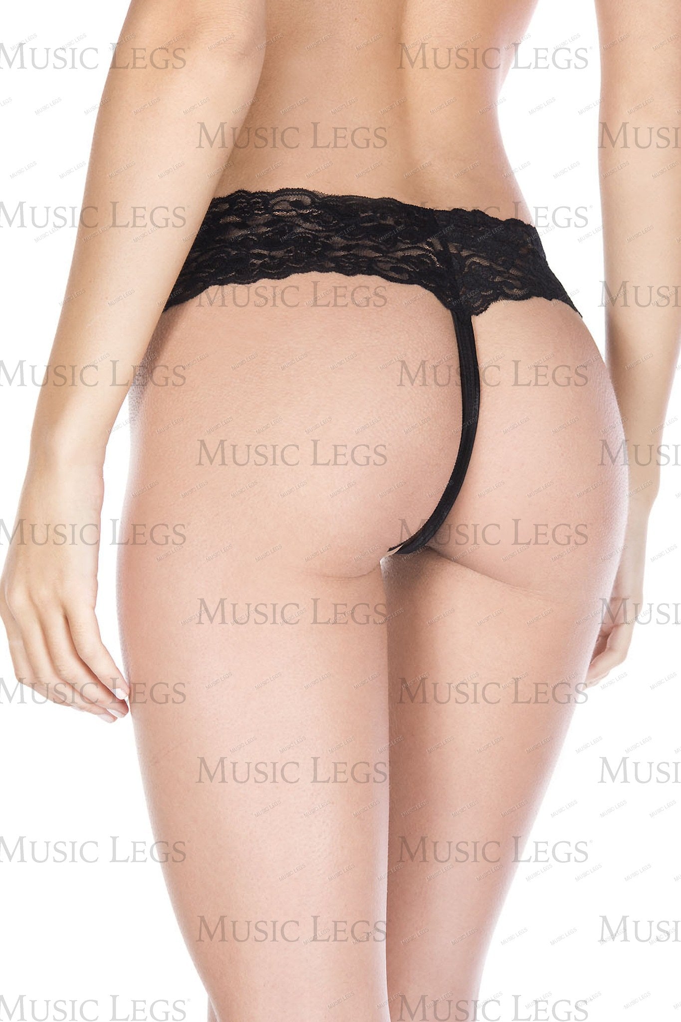 Open front lace g-string