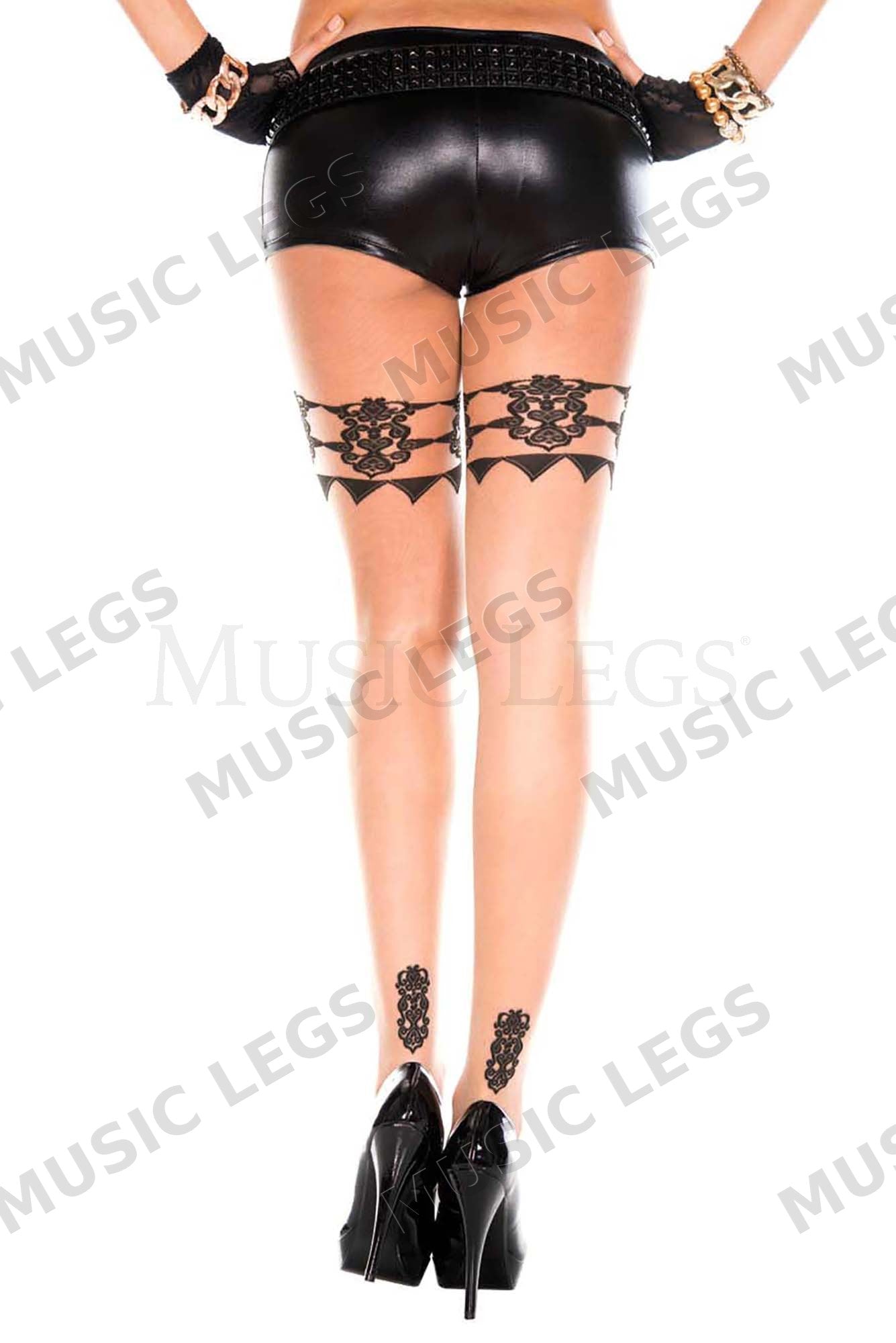 Floral look design pantyhose.
