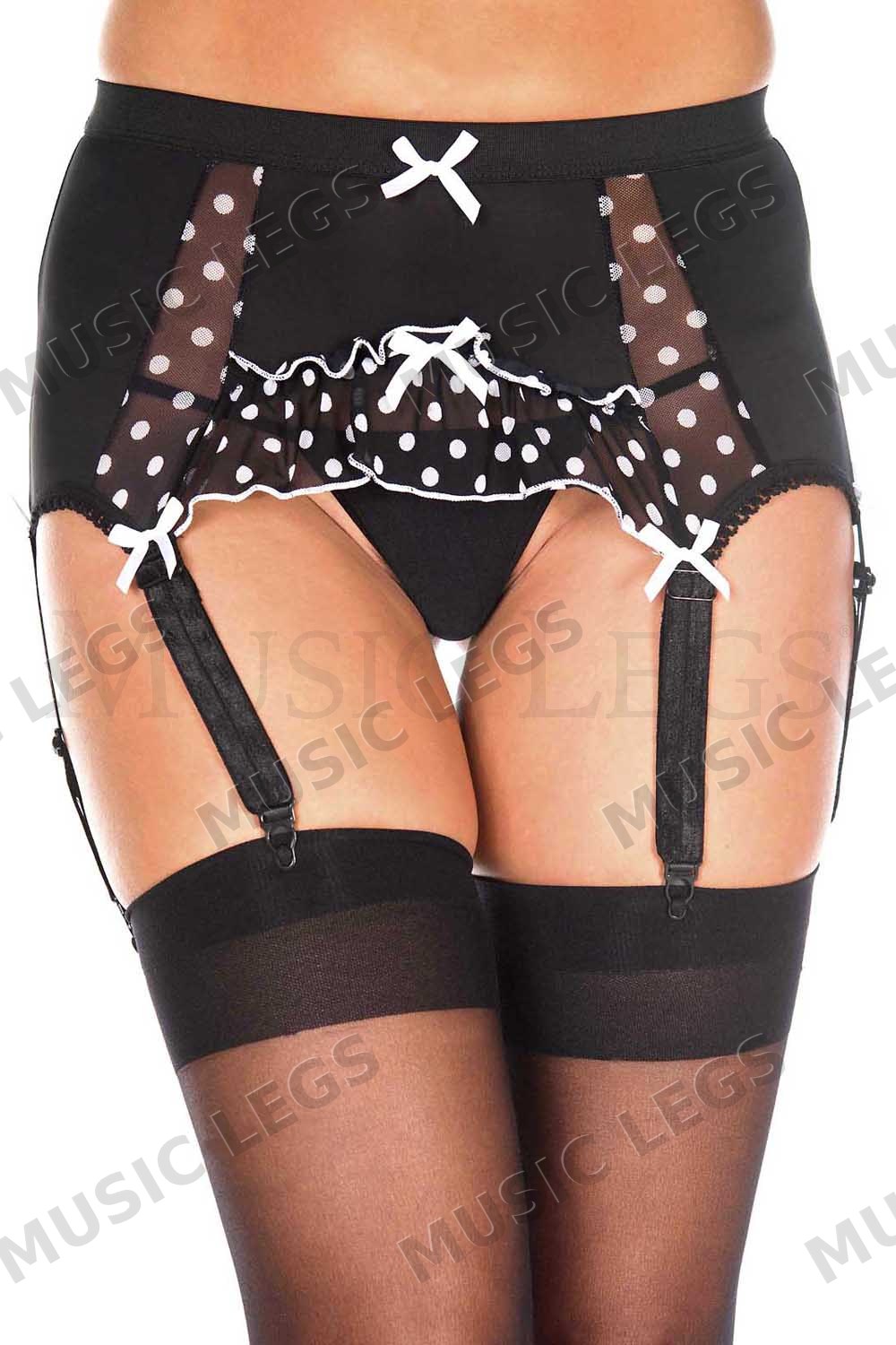 Polka dot mesh garterbelt