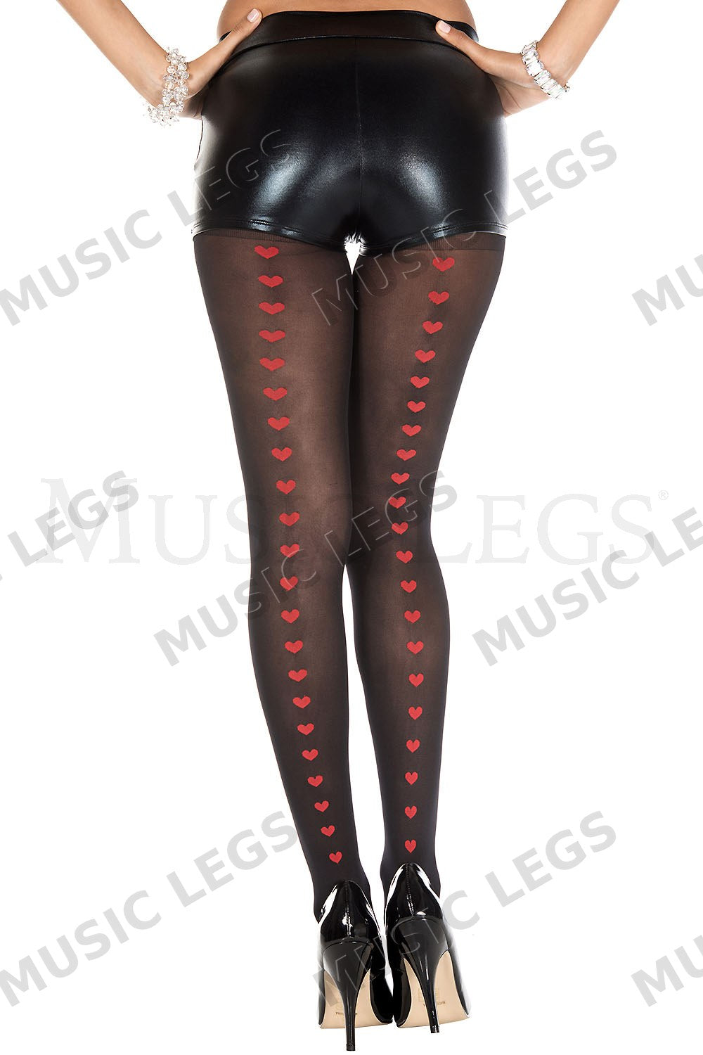 Heart backseam spandex pantyho