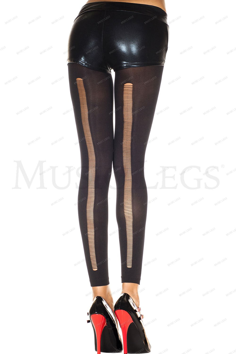 Slashed back spandex footless