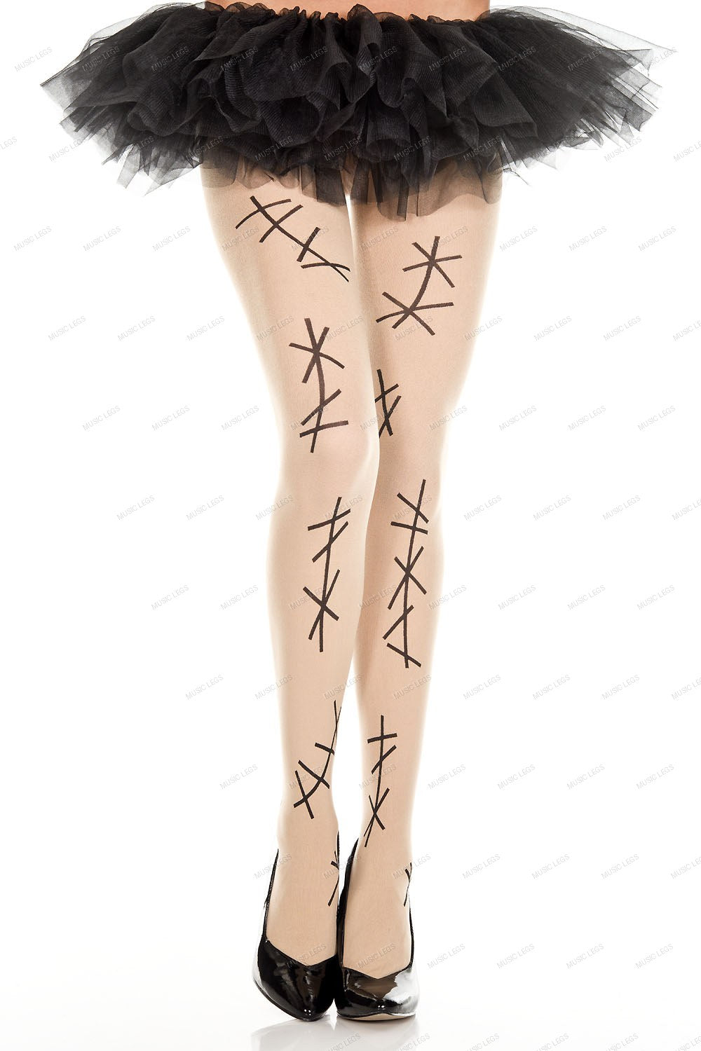 Faux stitch pantyhose