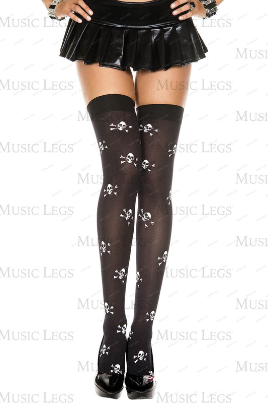 Cross skull print opaque thigh