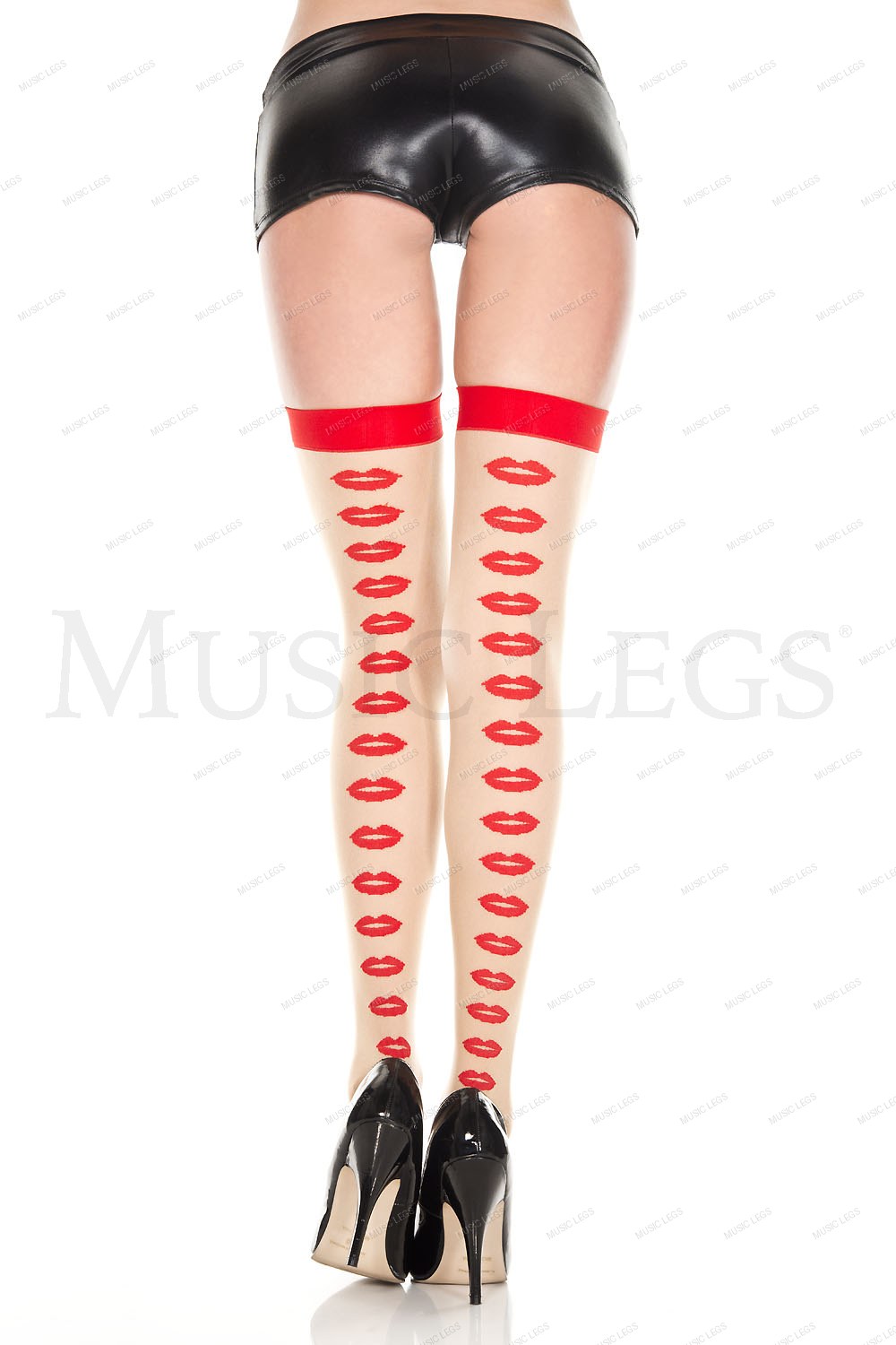 Lips print backseam thigh hi