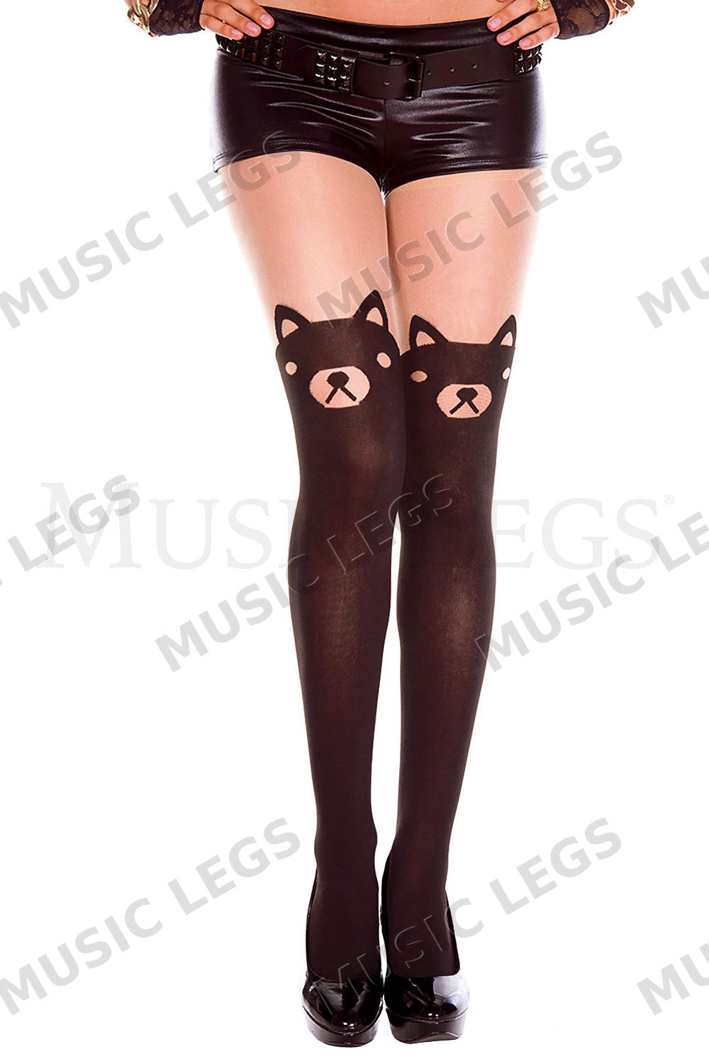 Bear print sheer pantyhose