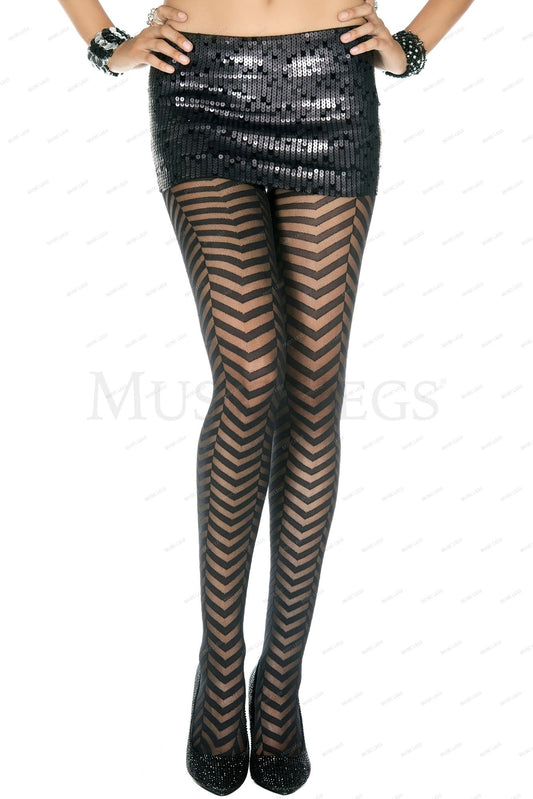 Zig zag waves spandex pantyhos