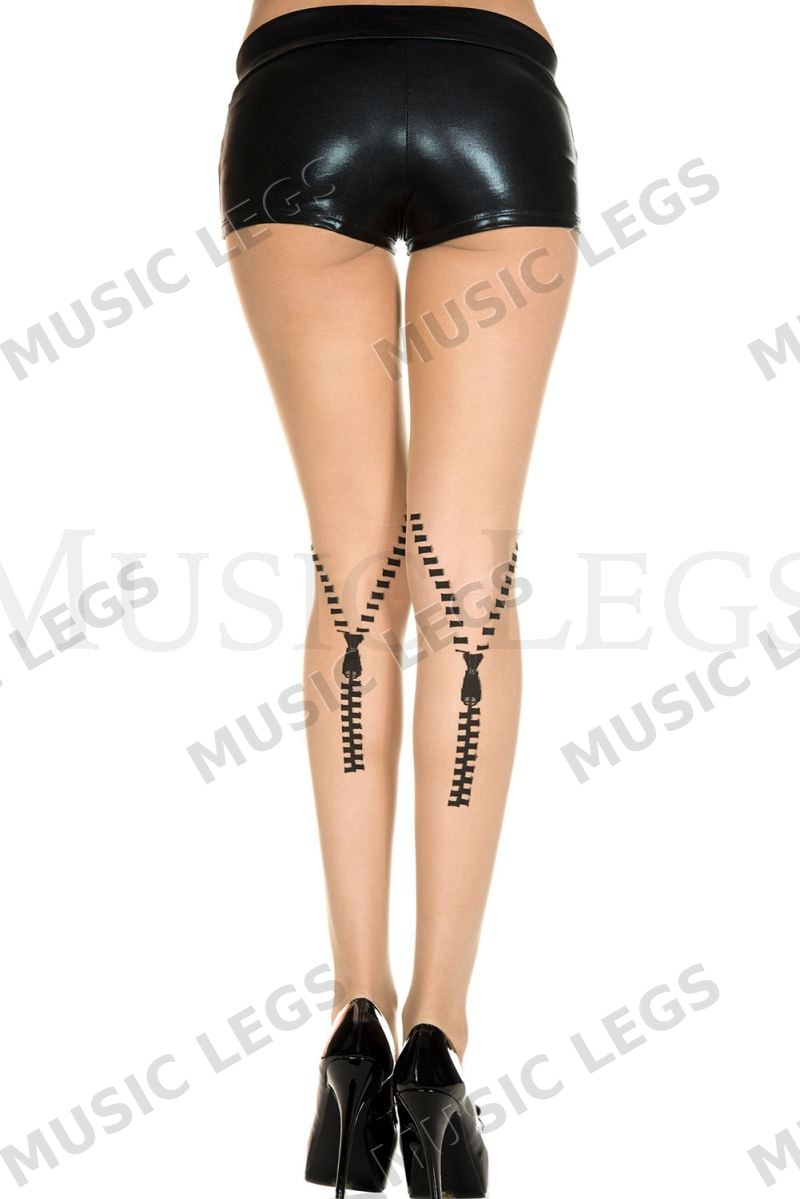 Zipper print spandex sheer pan