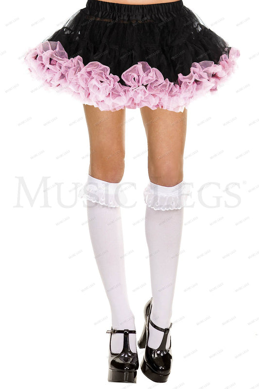 Lace ruffle opaque knee hi