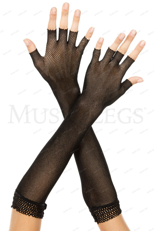 Elbow length fingerless fishne