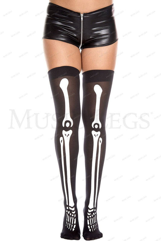 Skeleton print thigh hi