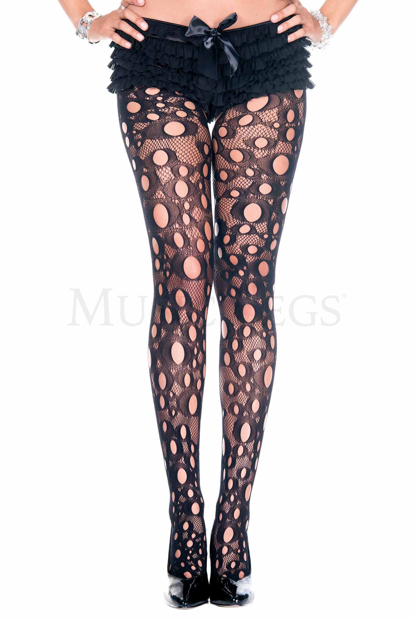 Circle cut out fishnet pantyho