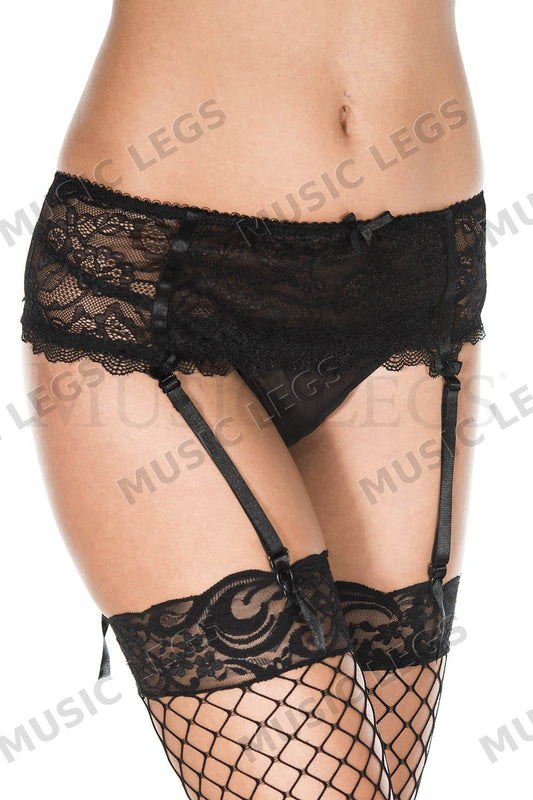 Floral lace garterbelt with g-
