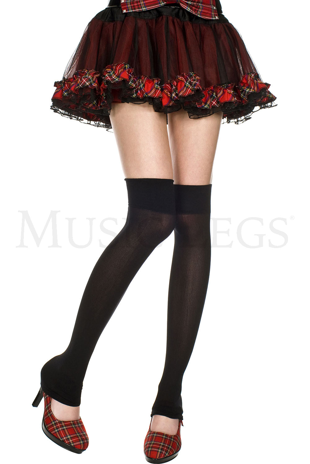 Footless opaque leg warmer.
