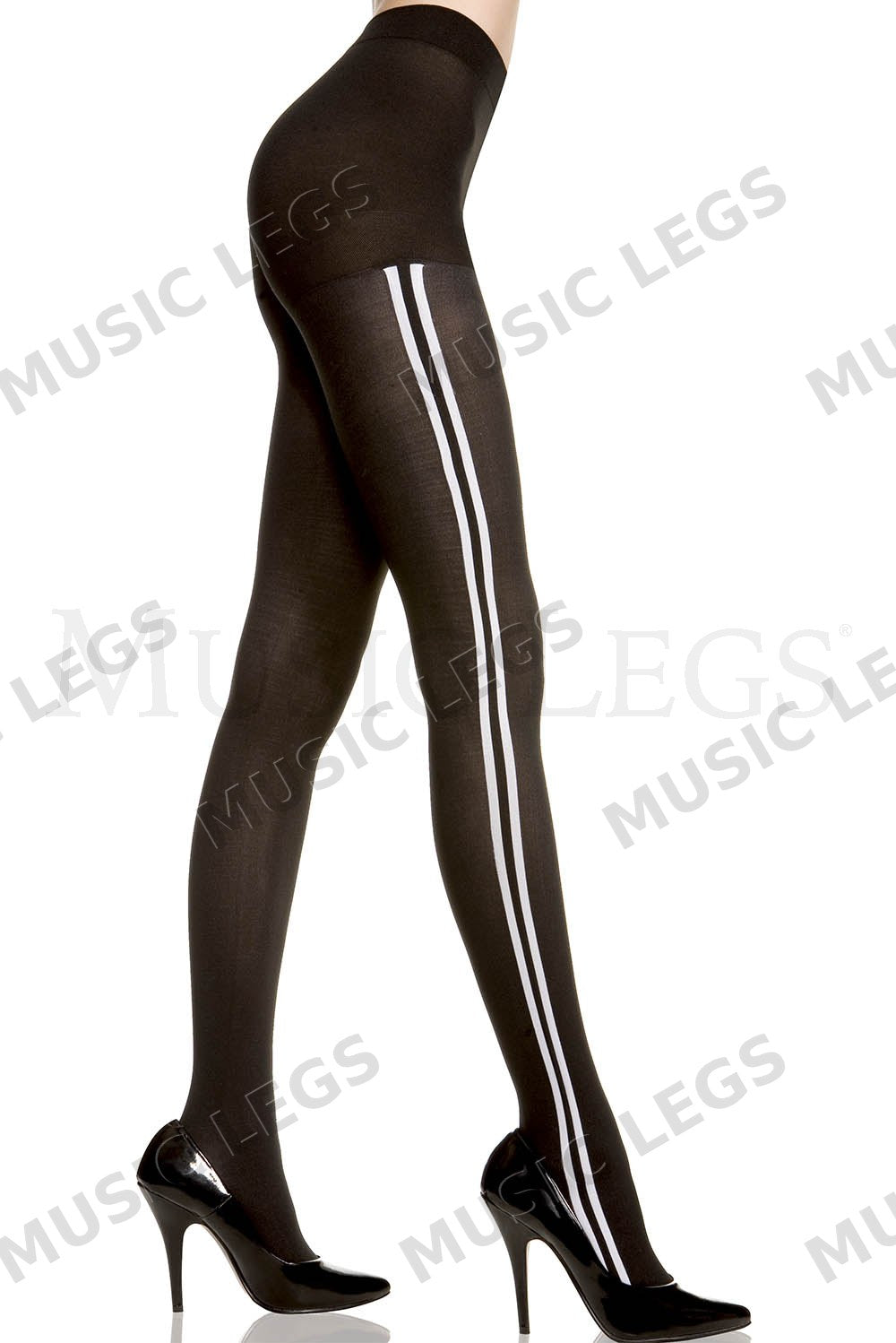 Contrast stripe opaque tights