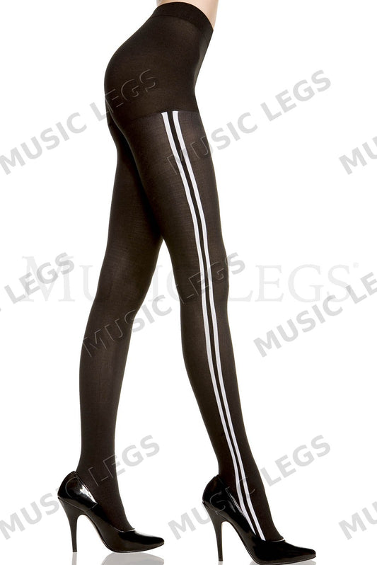 Contrast stripe opaque tights