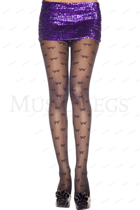 Bow print sheer spandex