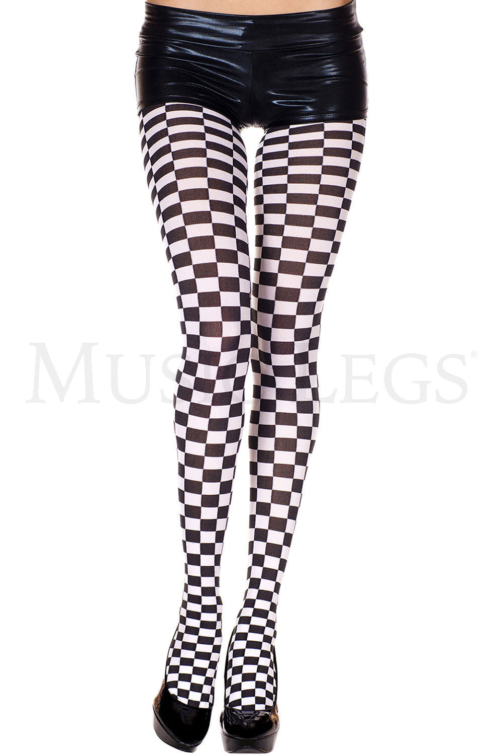 Checker opaque tights