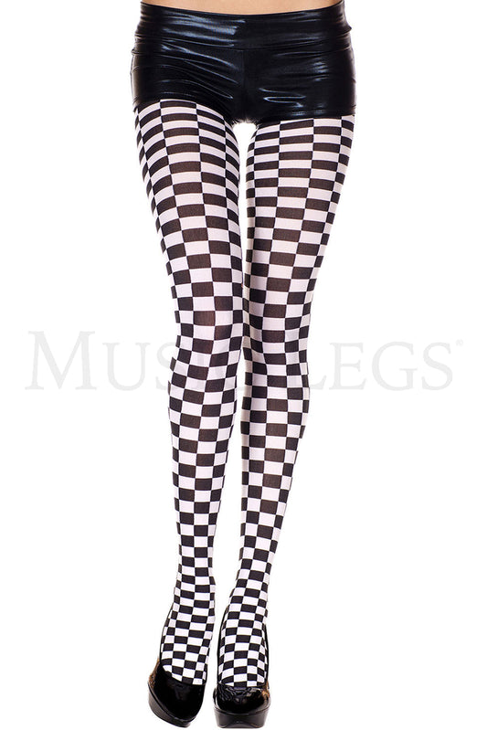 Checker opaque tights