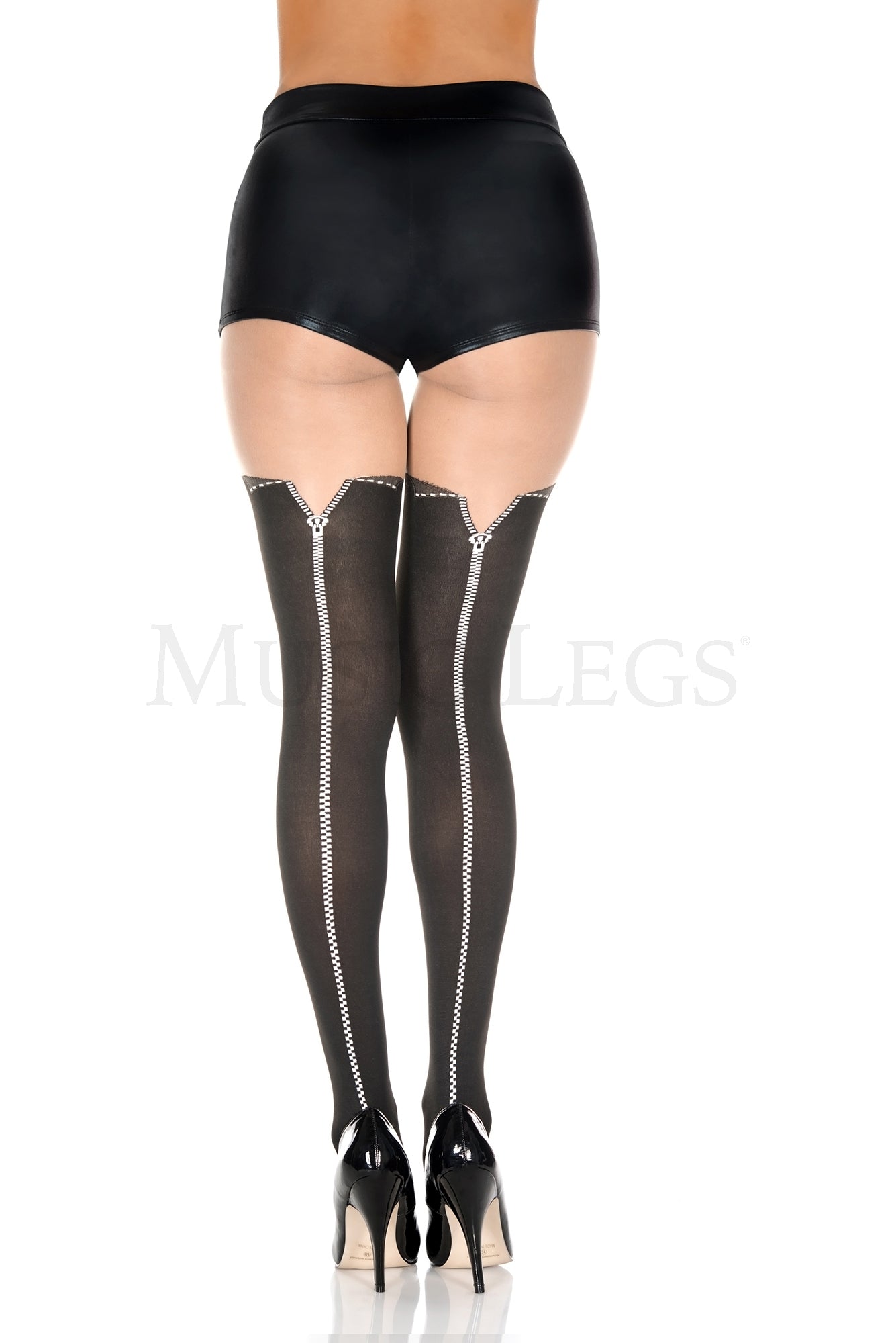 Zip up thigh hi look spandex