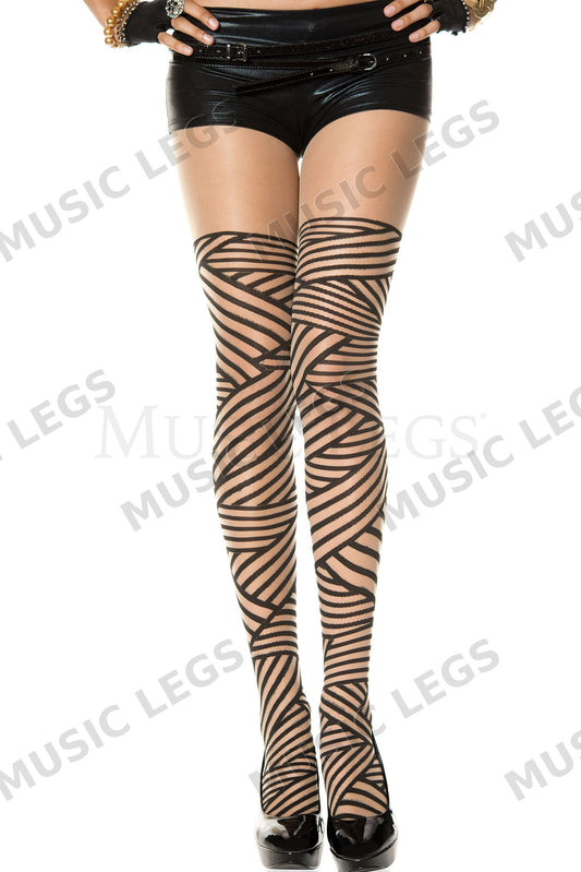 Diagonal striped spandex panty