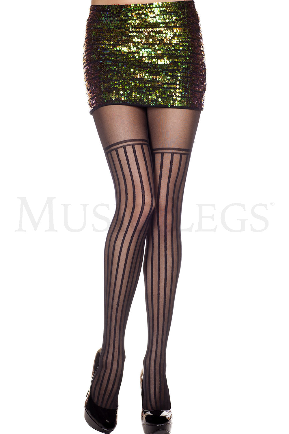 Vertical stripes spandex panty
