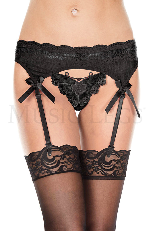 Ribbon accents lace garterbelt