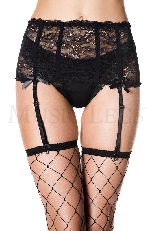 Lace garterbelt with striped p