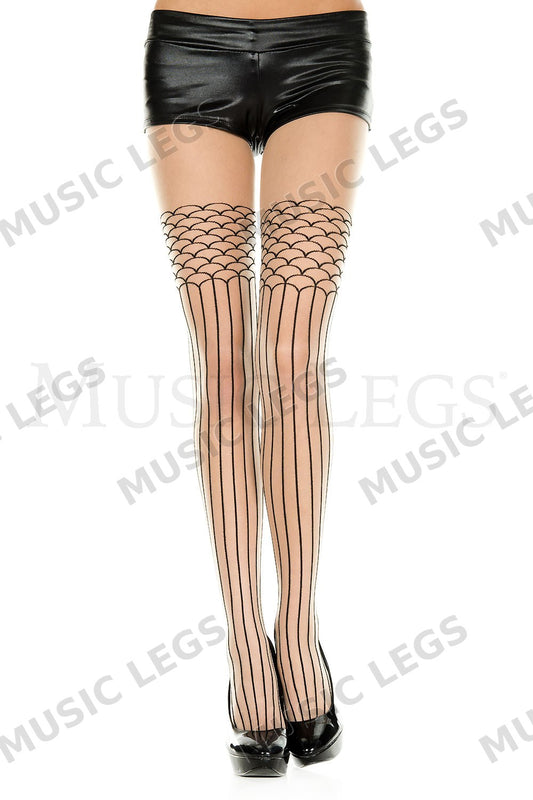 Scale striped spandex pantyhos