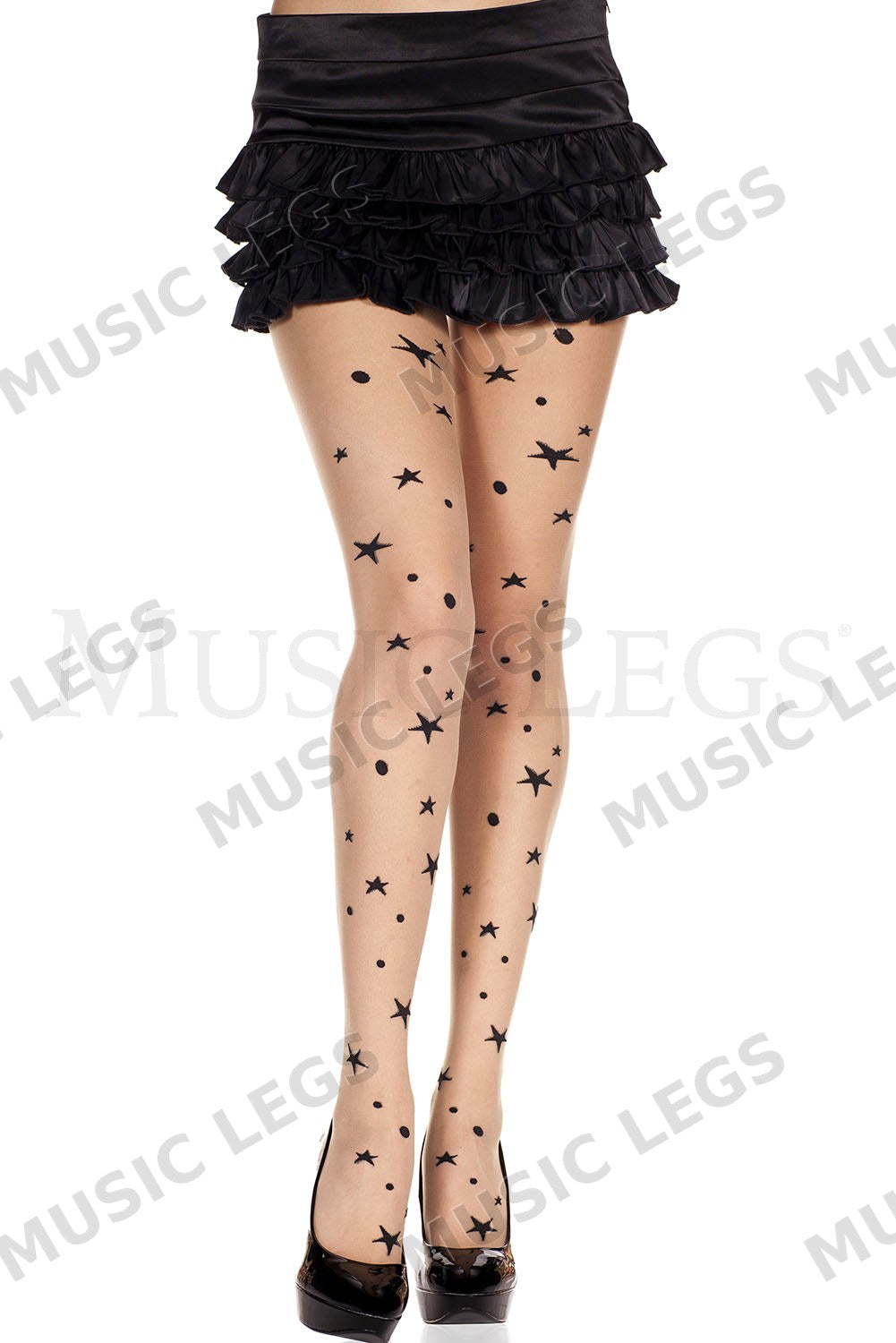 Star print spandex pantyhose