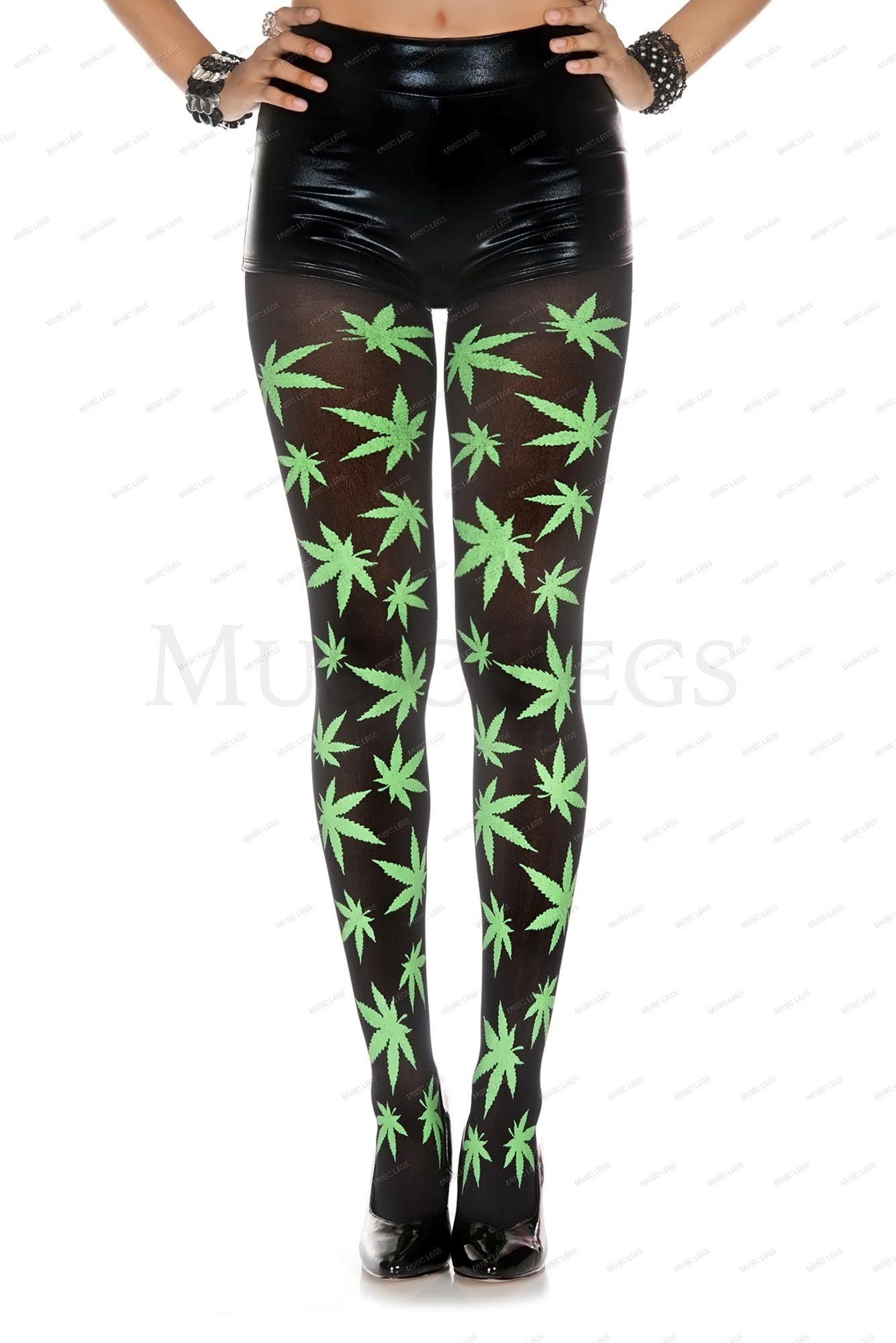 Marijuana leaf print opaque pa