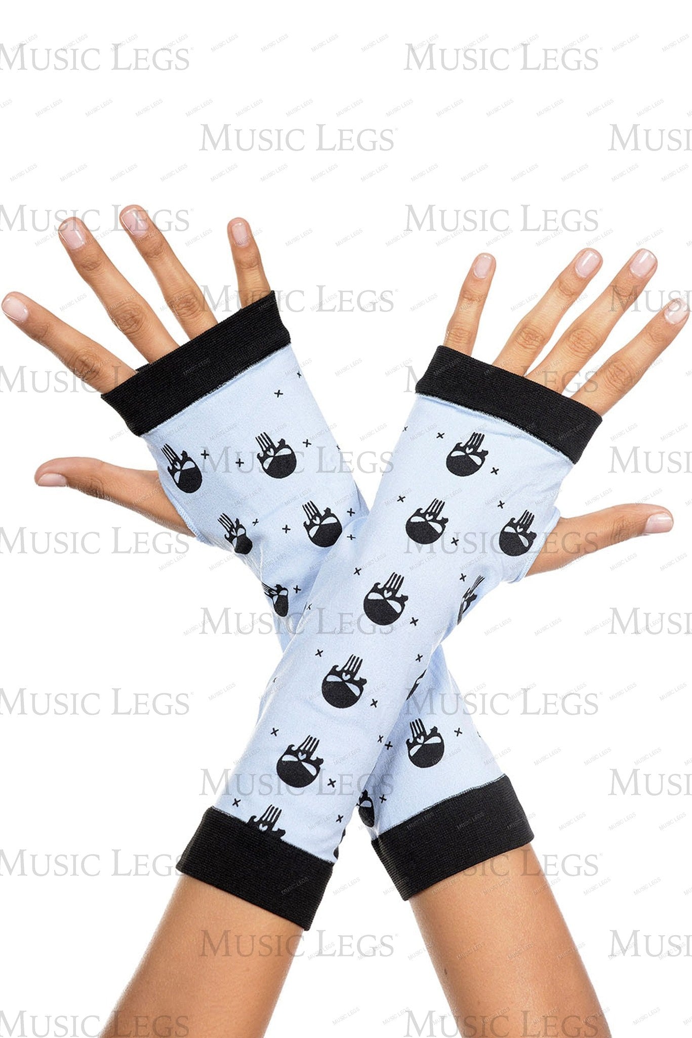 Skull print fingerless gloves
