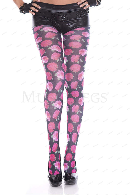 Flowers print pantyhose