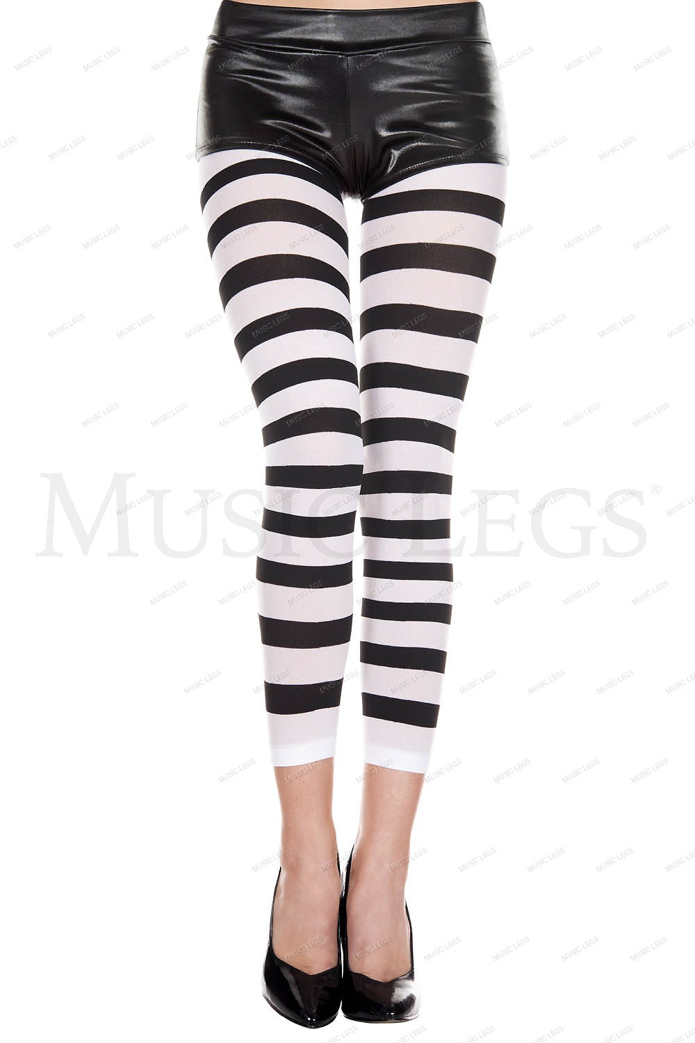 Wide stripe opaque leggings