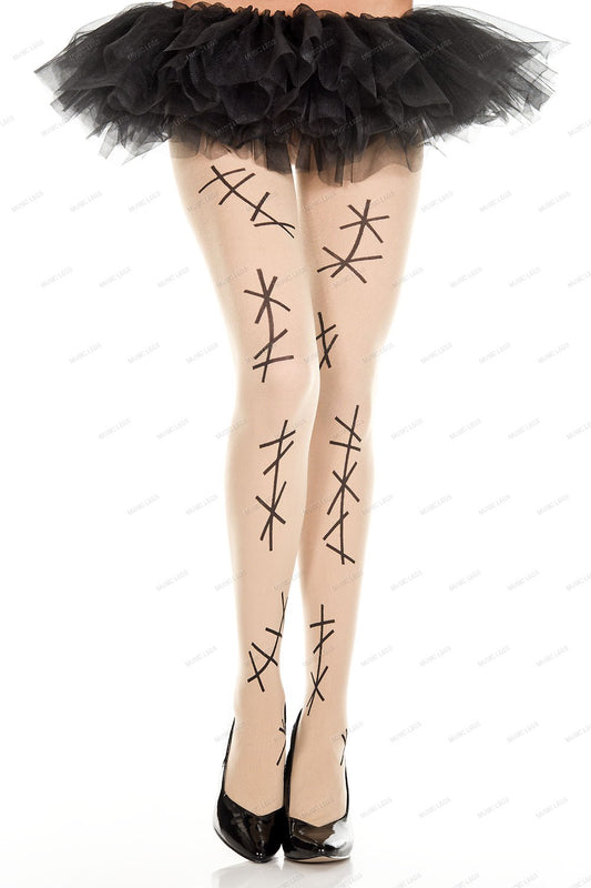 Faux stitch pantyhose