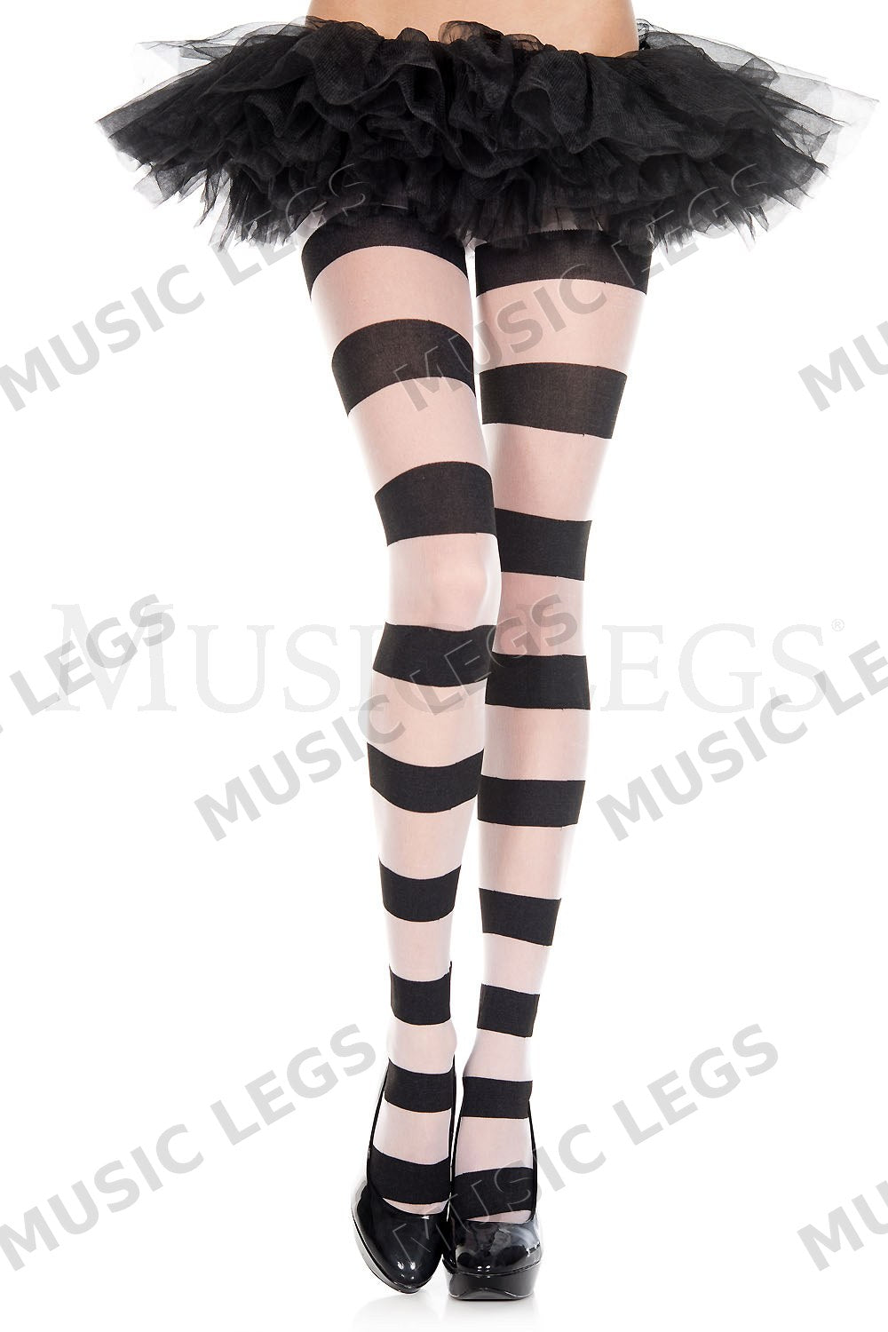 Wide striped sheer pantyhose