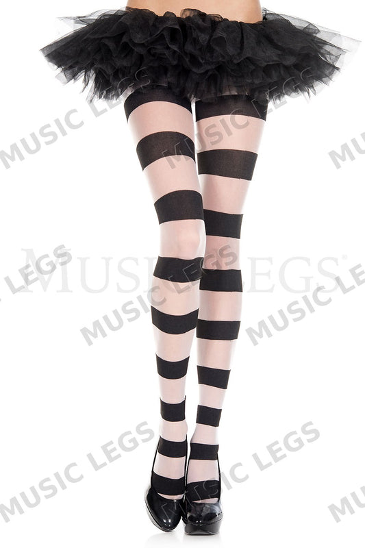 Wide striped sheer pantyhose