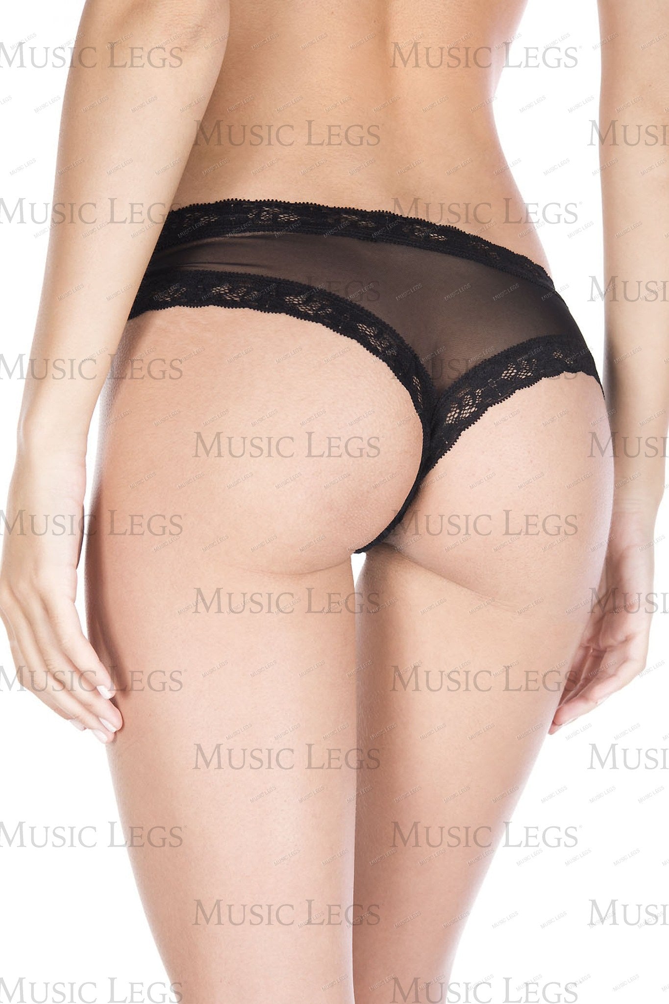 Sheer crotchless panty with la