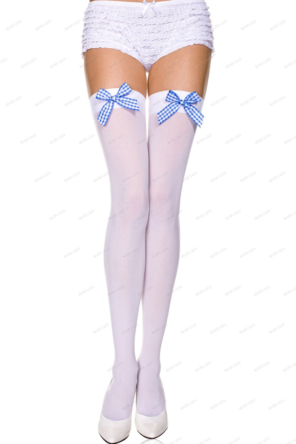Checker bow opaque thigh hi