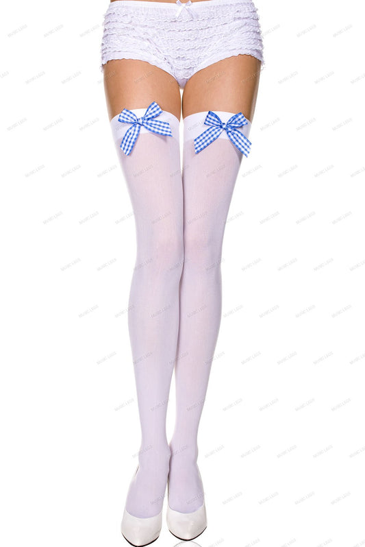Checker bow opaque thigh hi