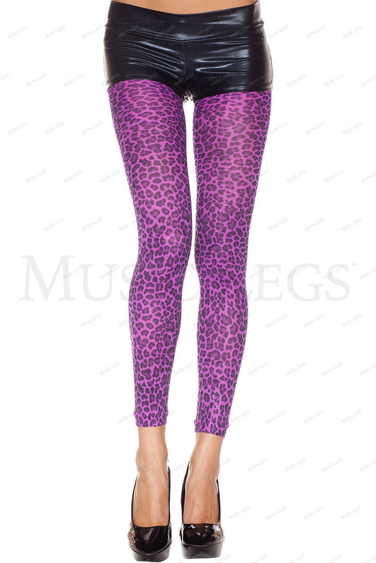 Leopard print opaque leggings