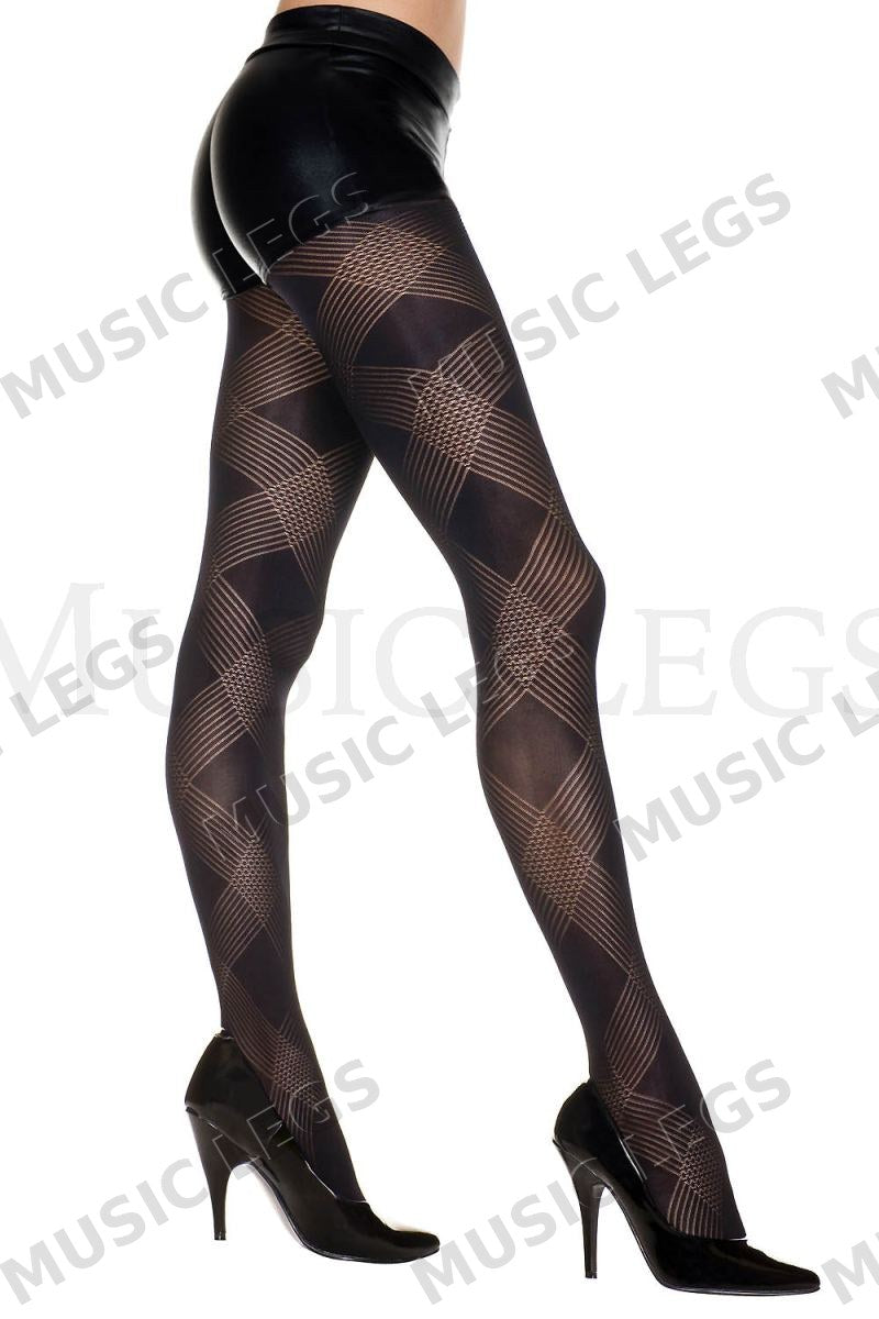 Argyle design opaque pantyhose