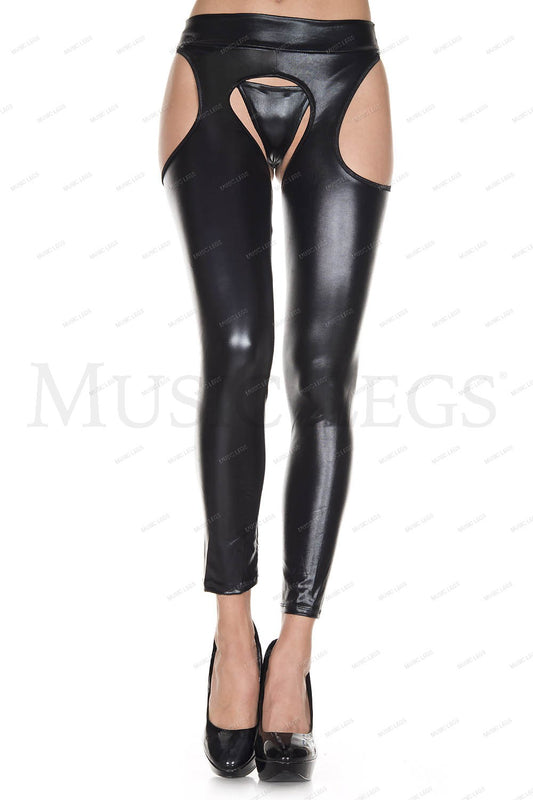Footless wet look suspender ti